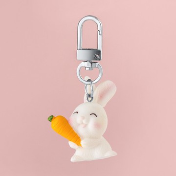 可愛小白兔鑰匙扣掛件創意個性汽車鏈網紅鎖匙圈環女吊墜包包掛飾