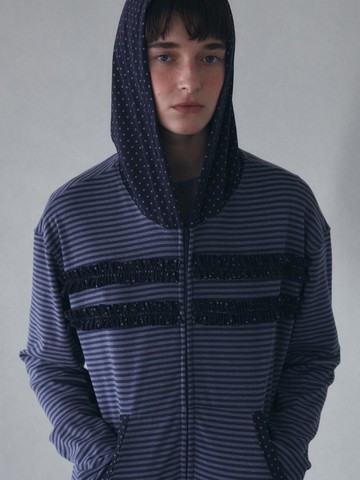 Ruffle point zip-up hoodie [purple]