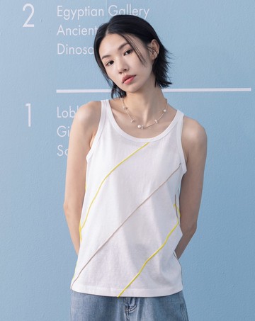 配色密拷邊竹節棉背心(兩色)