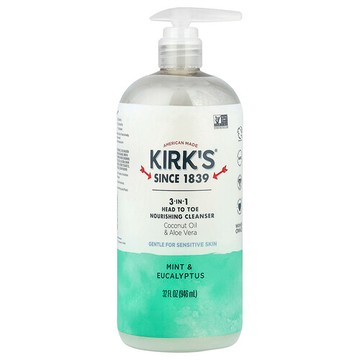 Kirk's, 3 合 1 全身滋養清潔乳，薄荷和桉樹，32 液量盎司（946 毫升）