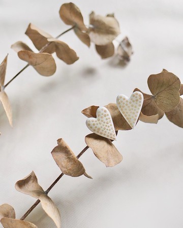 手繪波波點愛心軟陶耳釘