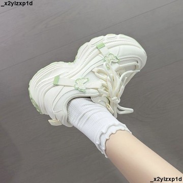 【核心賣點】休閒女鞋 運動女鞋 厚底增高鞋 白綠蝴蝶運動鞋 時尚百搭休閒鞋 港風厚底老爹鞋女 厚底運動鞋女 女鞋運動休閒