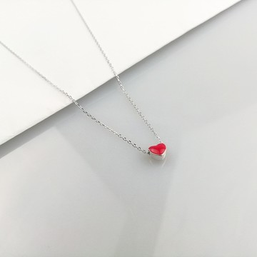 [米蘭精品] 925純銀項鍊滴膠吊墜-紅色愛心小巧七夕情人節生日禮物女飾品73ze17