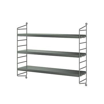 Pocket 壁掛三層架（深灰、MDF 層板）