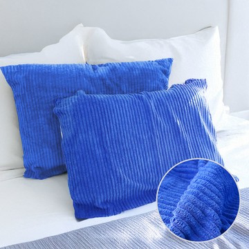 Yenzch 條紋珊瑚絨枕頭巾(2入) 70x50cm 天空藍 RM-90022 台灣製