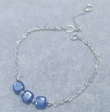 藍晶石方塊加純銀小珠 純銀手鍊 Kyanite 925 silver bracelet