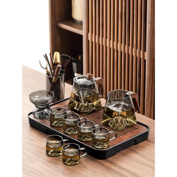 (免運)玻璃茶具套裝2025新款家用辦公室輕奢高檔功夫泡茶具用品大全茶杯