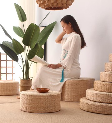 蒲團坐墊地上草編打坐榻榻米墊子日式飄窗家用打坐墊禪修墊草墊子