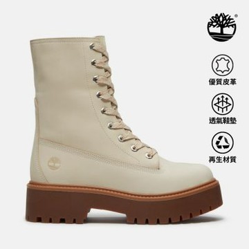 Timberland官方旗艦 女款淺米色Stone Street厚底休閒靴|A5SAHEN7