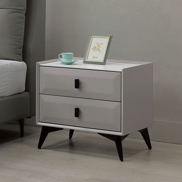 Boden-萊格1.7尺岩板床頭櫃/灰色床頭櫃/二抽收納櫃/置物小邊櫃/小茶几-51x40x49cm