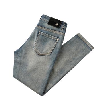 FEUDIDELLA男士牛仔褲秋季男褲時尚潮流復古水洗小直筒百搭長褲子