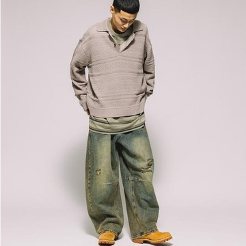 FREAK'S STORE Polo領 條紋編花 針織衫 套頭衫