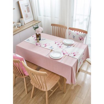 茶幾餐桌布防水防油免洗防燙純粉色北歐新中式法式高級感輕奢桌旗
