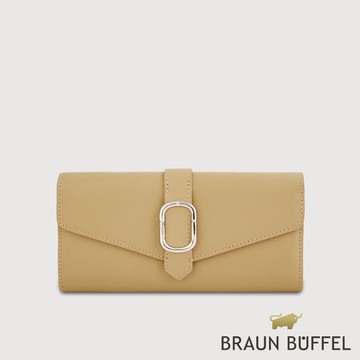 【BRAUN BUFFEL】瑟魯爾-A 12卡兩折V型長夾-淺棕色(德國小金牛台灣總代理)/BF845-621-CR