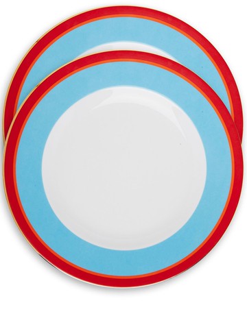 La DoubleJ - Rainbow dinner plates (set of two) - unisex - Porcelain/18kt Gold - One Size - Blue