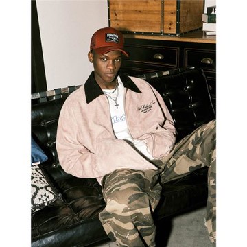 (免運)Lilbetter粉色仿麂皮底特律夾克男女cleanfit復古工裝棉服外套