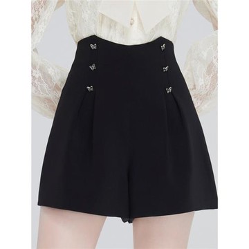 高腰顯瘦微喇褲女夏新款 千金少女闊腿休閑短褲 通勤復古