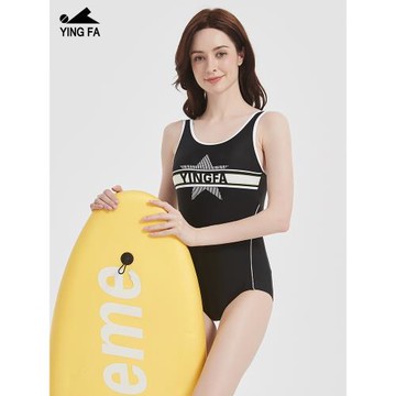 25新款 英發連體泳衣女保守遮肚溫泉游泳池平角顯瘦專業防走光