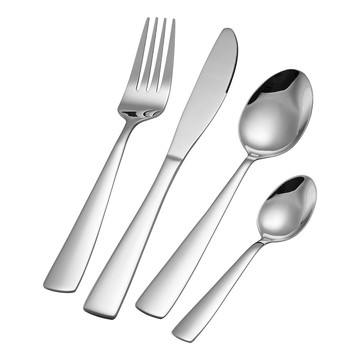 Mikasa Dinnerware Harlington不鏽鋼刀叉匙餐具24件(高雅銀) / 湯匙 叉子 餐刀 甜點匙 西餐餐具組 可機洗 洗碗機可洗