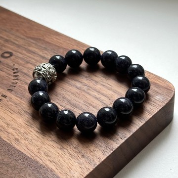 【星夜】藍砂石民族風鍍銀手鏈 勇氣信心意志【摩羯水瓶|1月】