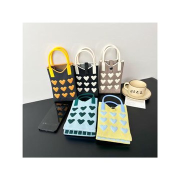 潮款新款愛心手機包多巴胺感小眾百搭針織包韓版時尚斜挎單肩包包