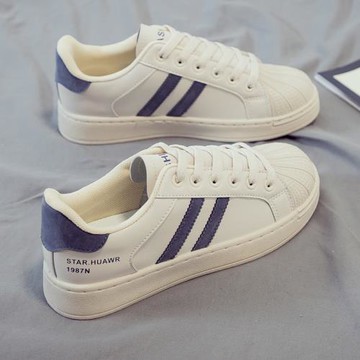 我潮2024新款春季百搭小白鞋女鞋運動休閑女款貝殼鞋平底板鞋爆款