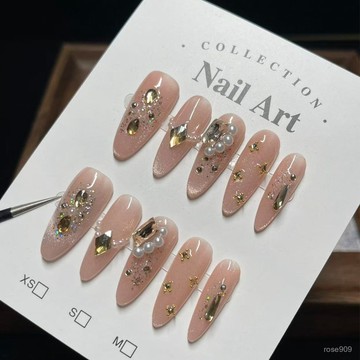 ➕大簡美甲💅手工穿戴甲重工輕奢鋯石滿鑽純慾貓眼精品純手工穿戴甲可拆卸長款穿戴甲 MZBK