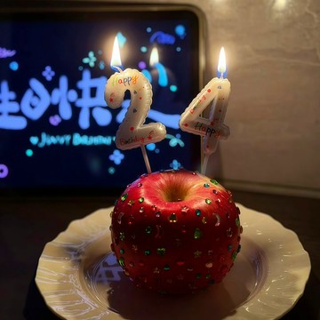 新上架👉生日儀式感! 氣球數字蠟燭蘋果生日蛋糕裝飾擺件許願拍照出片道具交換禮物 送朋友禮物