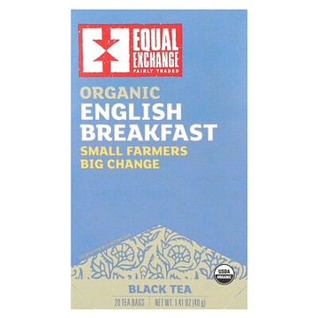 Equal Exchange, 有機英式早餐紅茶，20 包茶包，1.41 盎司（40 克）