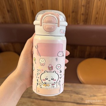 【臺灣-出貨】 兒童水杯 卡通保溫杯 吉伊卡哇吸管保溫杯 316不銹鋼杯子 ins高顔值簡約水杯 男女學生雙飲水杯 6E