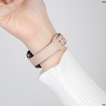 apple watch7錶帶蘋果手錶se/1/2/3/4/5代皮質錶帶iwatch6代女款細个性小蠻腰41mm/45mm