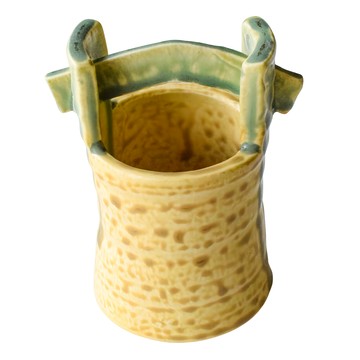 佐和陶瓷 織部提型小花器 日本製 90ml  黃色  1個  10 x 8.2cm