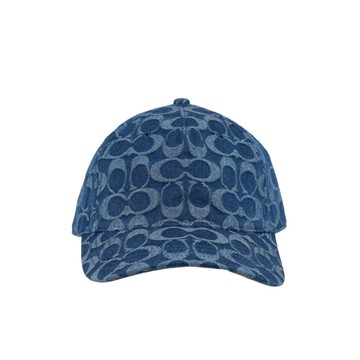COACH 滿版CC Logo 棉質牛仔棒球帽(單寧藍)