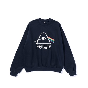 日本限定 POLER PSYCHEDELIC CREW 山型眼彩虹經典大學T / 藍