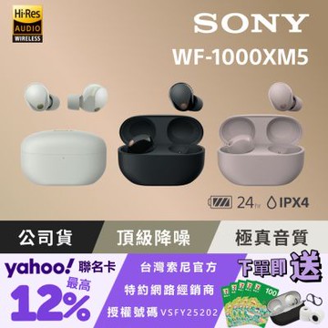 SONY WF-1000XM5 旗艦真無線藍牙耳機 (公司貨 保固12+6 個月)-銀色