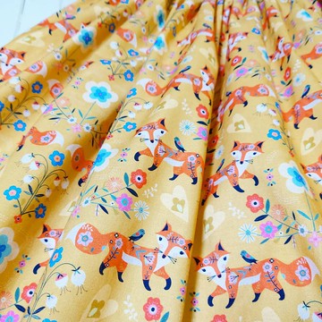 [Made to Order] 狐狸與花朵裙子 ss23 / 均碼 / 英格蘭面料 / 日本製造 / 貓頭鷹