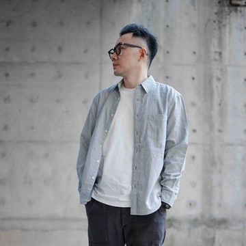 小溪條紋襯衫男潮日系簡約長袖復古寬松襯衣百搭純棉青年襯衫秋季