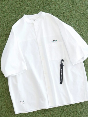 刺繡徽標立領五分袖襯衫(PP42M0A0300) - CRAFT STANDARD BOUTIQUE