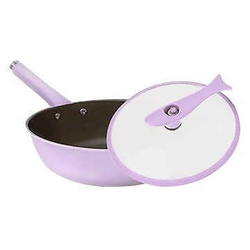 馬卡龍 鈦金 不沾炒鍋 附站立式鍋蓋  薰衣紫  1個  30cm