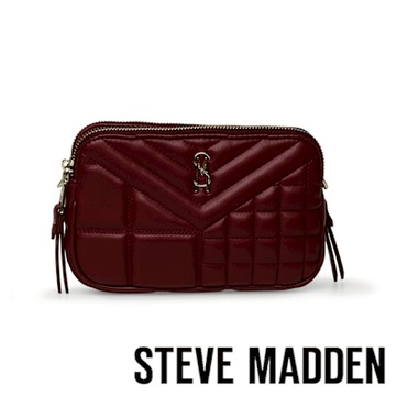 STEVE MADDEN-格紋壓印雙層側背包 BNUAGE-Q-酒紅色