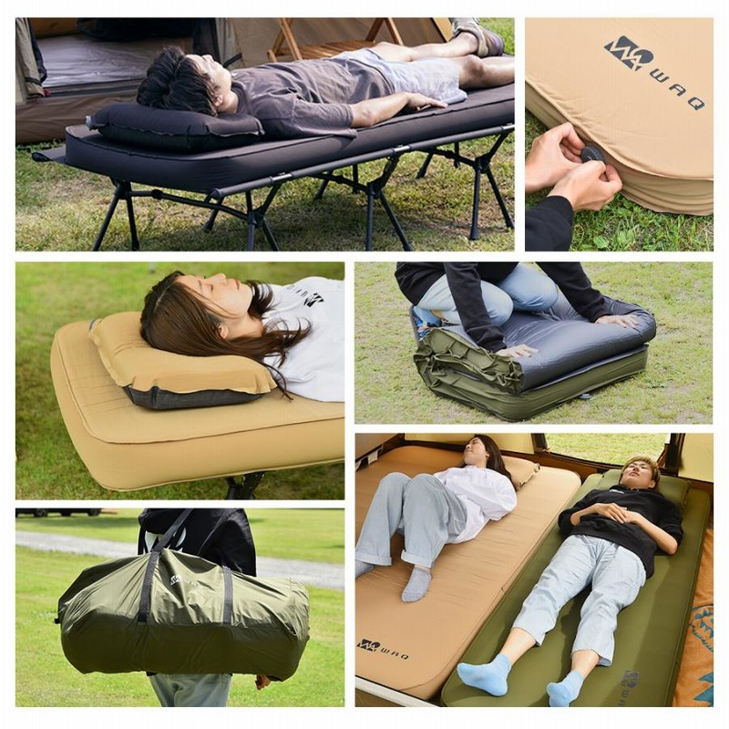 WAQ リラックスキャンプマット シングルサイズ 10cm厚オリーブ 人気の