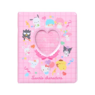 小禮堂 Sanrio 三麗鷗 愛心窗口照片收納本 L (粉格紋彩帶 偶像應援)