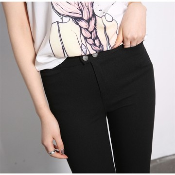 【🍒不起球不拉絲】M-6XL 大尺碼 黑褲 緊身褲女裝新款前後雙口袋魔術褲修身顯瘦彈力女小腳褲