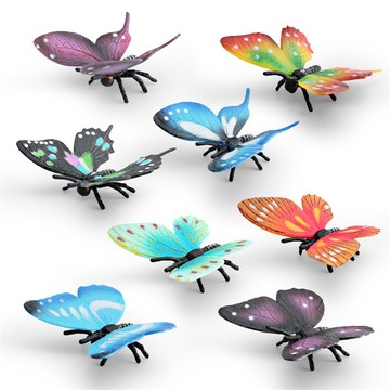 🌈「探夢動物模型」兒童認知仿真野生昆蟲動物彩色蝴蝶鳳蝶模型沙盤場景裝飾擺件