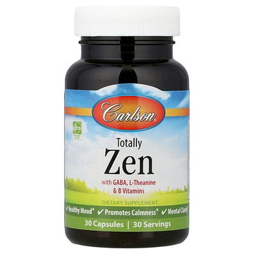 Carlson, Totally Zen with GABA，L-茶氨酸和 維生素 B 群，30 粒膠囊