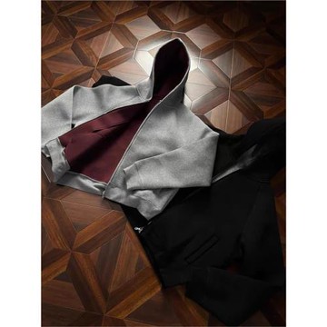 AMBSOM 750g重磅空氣層拉鏈連帽衛衣開衫廓形剪裁Boxy 帝王紅內