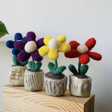 |哈哈羊毛氈| 小花陶盆 (4款) / 009