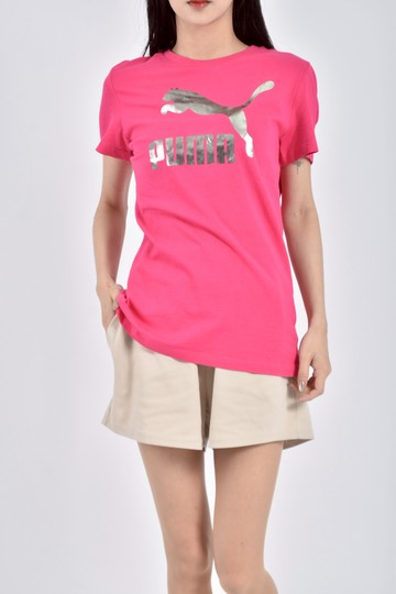 (L) puma運動棉質logo粉色短袖上衣