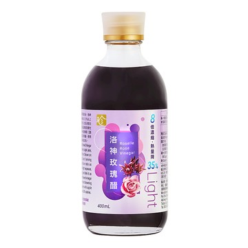 百家珍 Light 洛神玫瑰醋 400ml 熱量減少35% 不含焦糖色素  1瓶