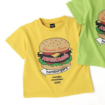 日本 ZOOLAND - [低價]定番印花短袖上衣-漢堡-黃